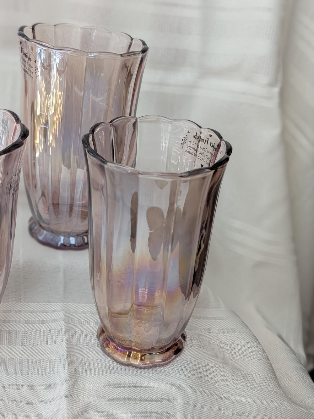 Pioneer Woman Iridescent Pink Glass Tumblers Drinkware - 4